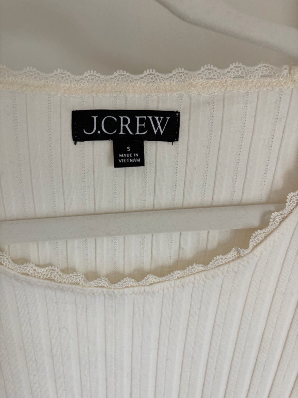J. Crew Ivory Pointelle Rib Short Sleeve Tee - Picture 4 of 4